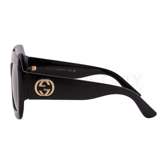 New Gucci Women Sunglasses Black Oversized Square GG0053SN-001 Gray Gradient - Picture 6 of 11